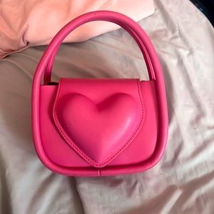Pink , Heart Shape mini purse , Handheld bag.